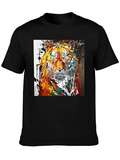 Camiseta Negra con Diseño de Tigre Abstracto