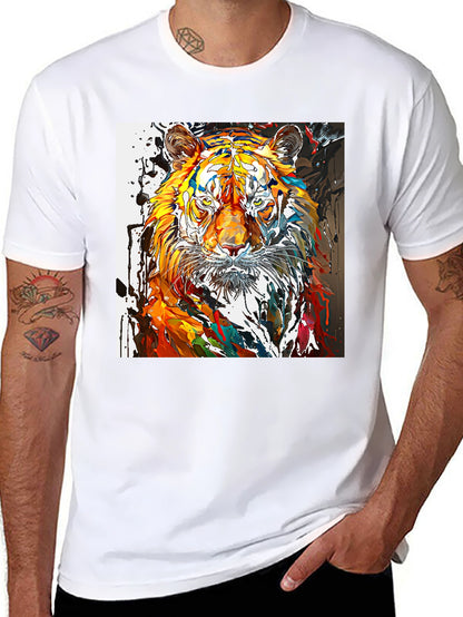 Camiseta Negra con Diseño de Tigre Abstracto