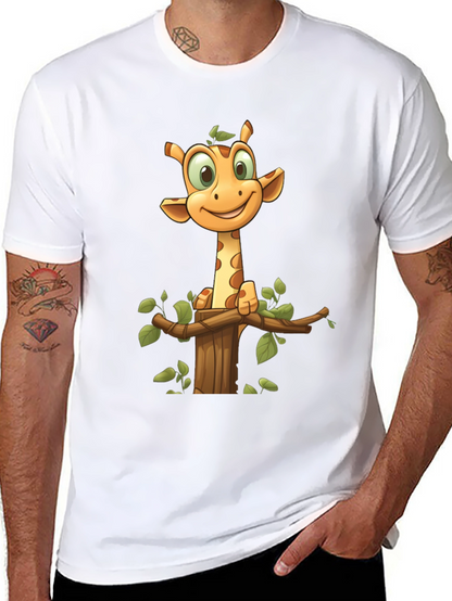 Camiseta Negra con Diseño de Jirafa Animada