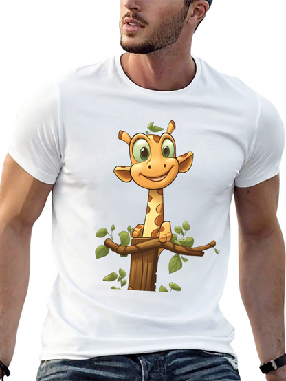 Camiseta Negra con Diseño de Jirafa Animada