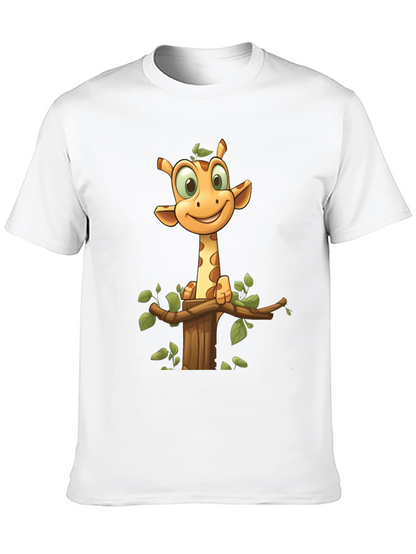 Camiseta Negra con Diseño de Jirafa Animada