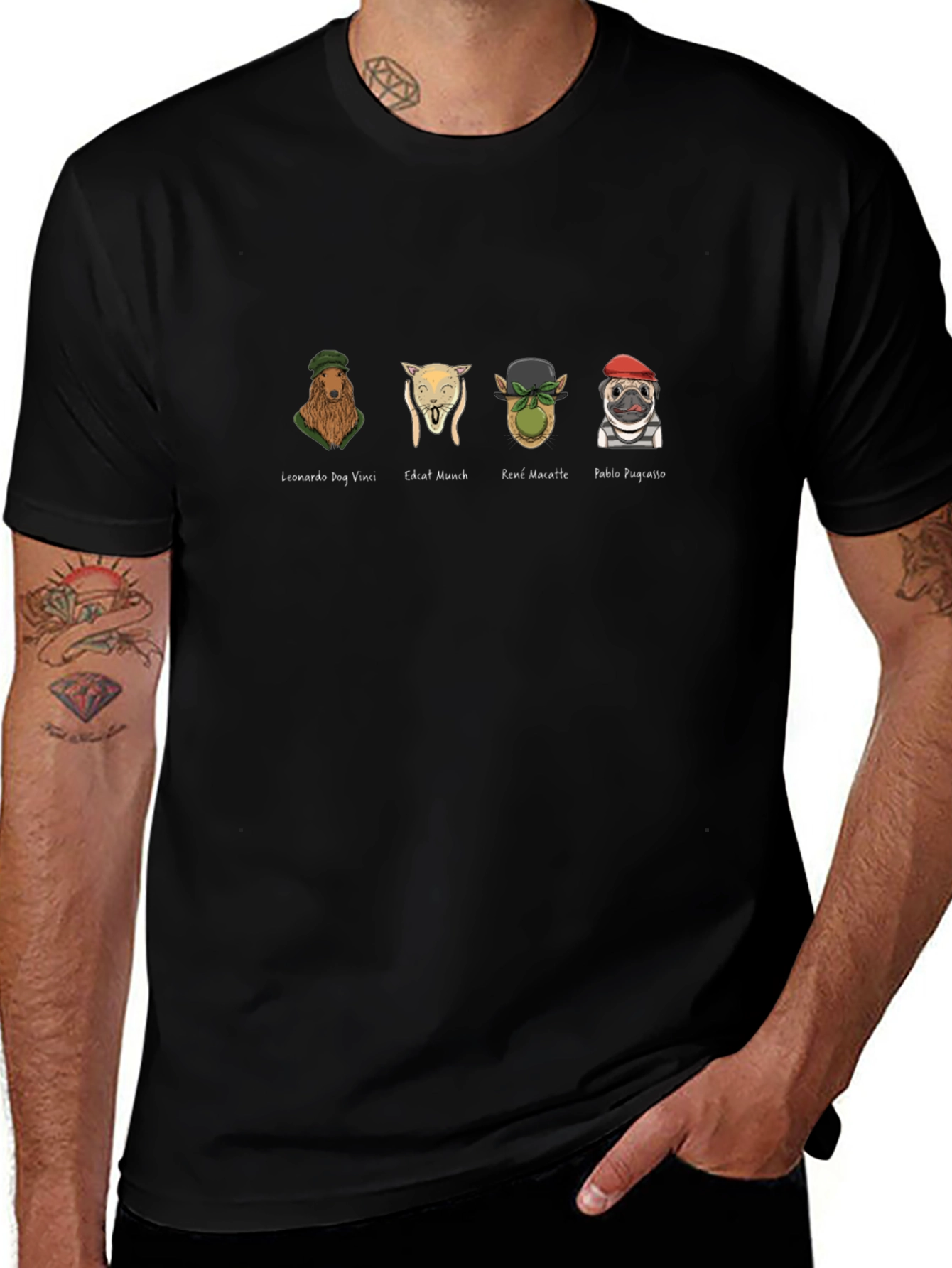 Camiseta Negra con Diseño de Artistas Caninos