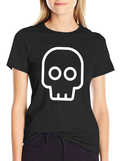 Camiseta Negra con Diseño de Calavera Blanca