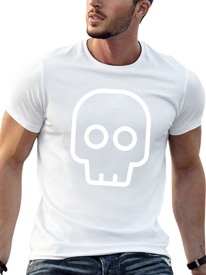 Camiseta Negra con Diseño de Calavera Blanca
