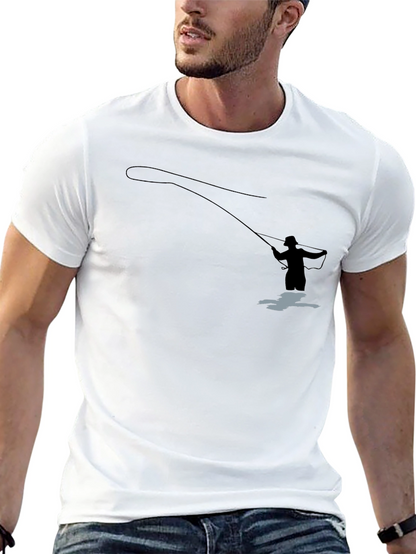 Camiseta Negra Silueta Pescador Mosca