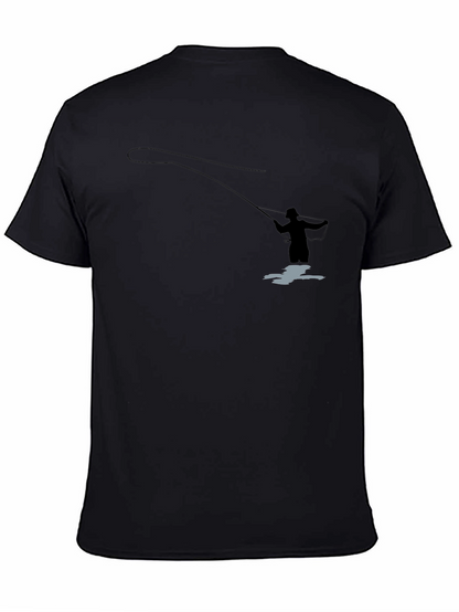 Camiseta Negra Silueta Pescador Mosca