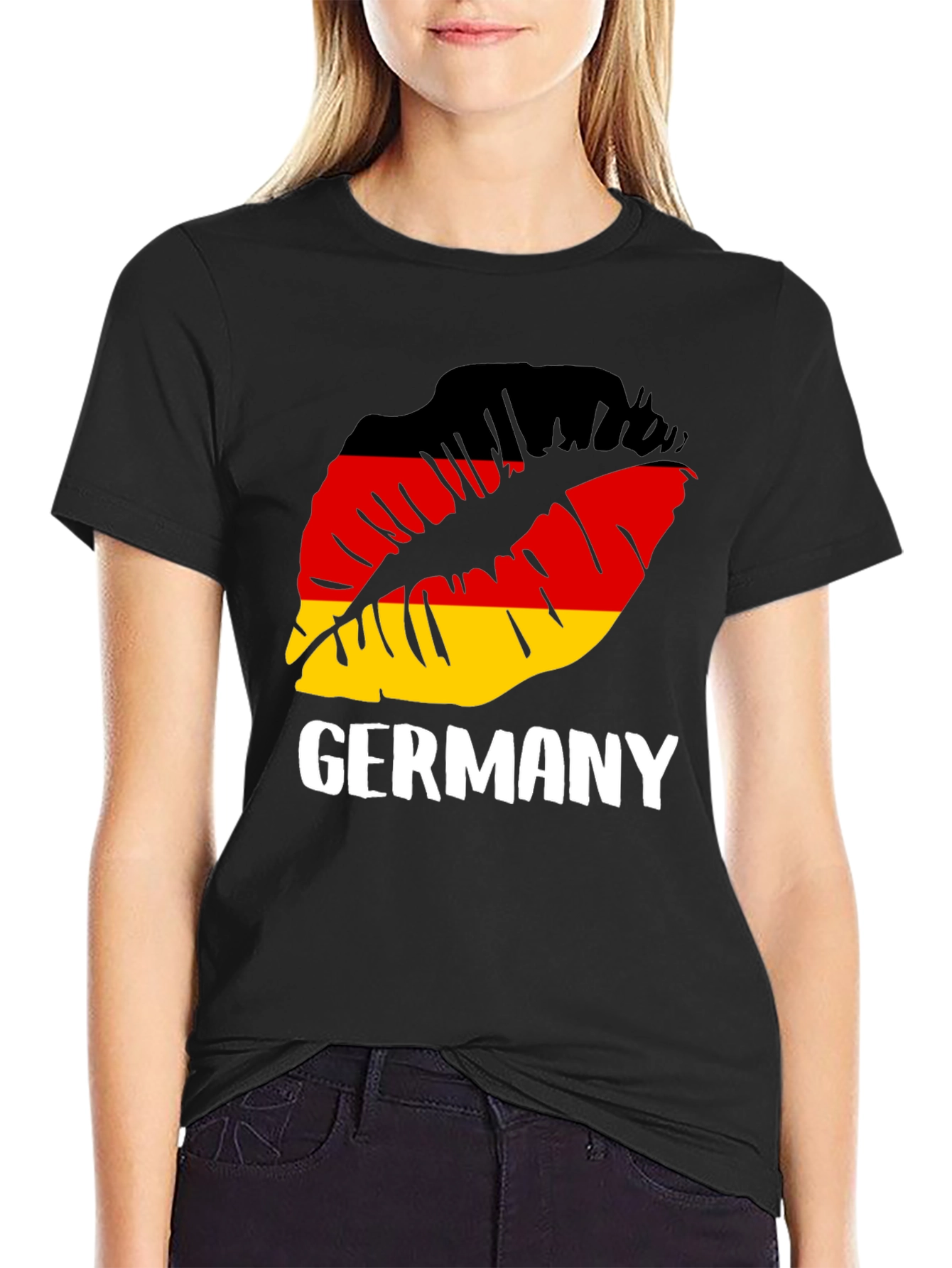 Camiseta Negra Alemania Beso Bandera
