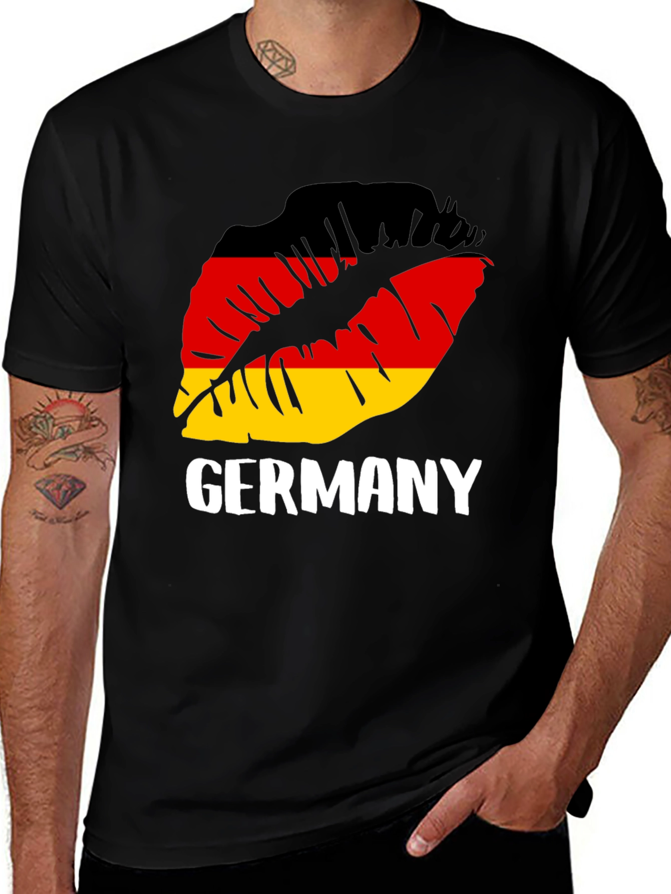 Camiseta Negra Alemania Beso Bandera