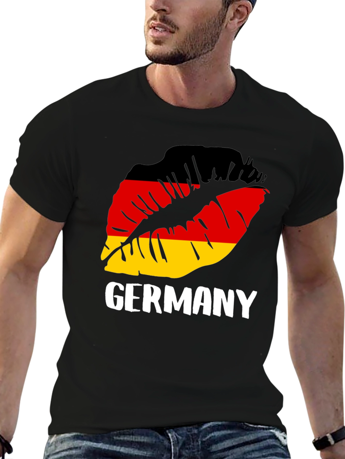 Camiseta Negra Alemania Beso Bandera