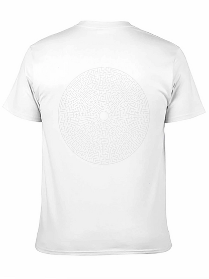 Camiseta Negra con Laberinto Circular para Hombre