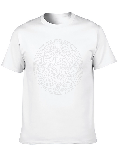 Camiseta Negra con Laberinto Circular para Hombre