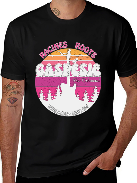 Camiseta Negra Racines Roots Gaspésie