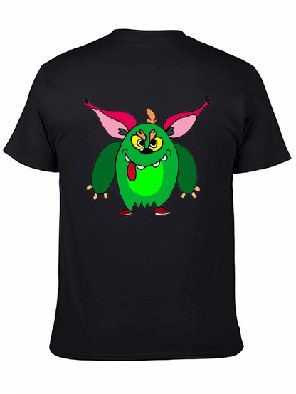 Camiseta Negra con Monstruo Verde Divertido
