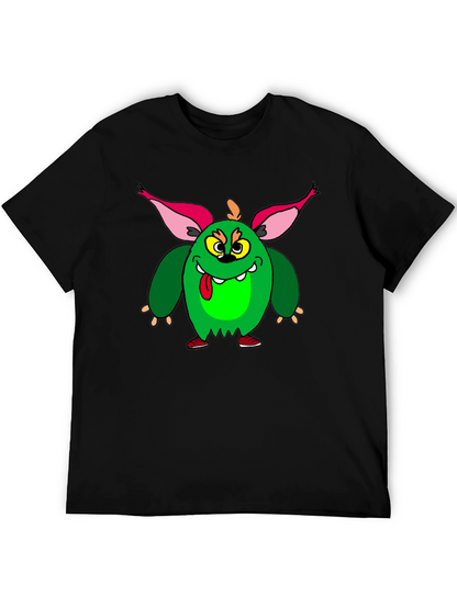 Camiseta Negra con Monstruo Verde Divertido