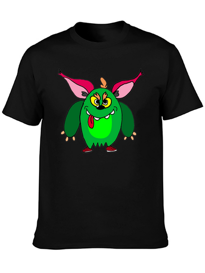 Camiseta Negra con Monstruo Verde Divertido