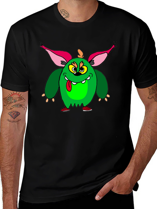 Camiseta Negra con Monstruo Verde Divertido