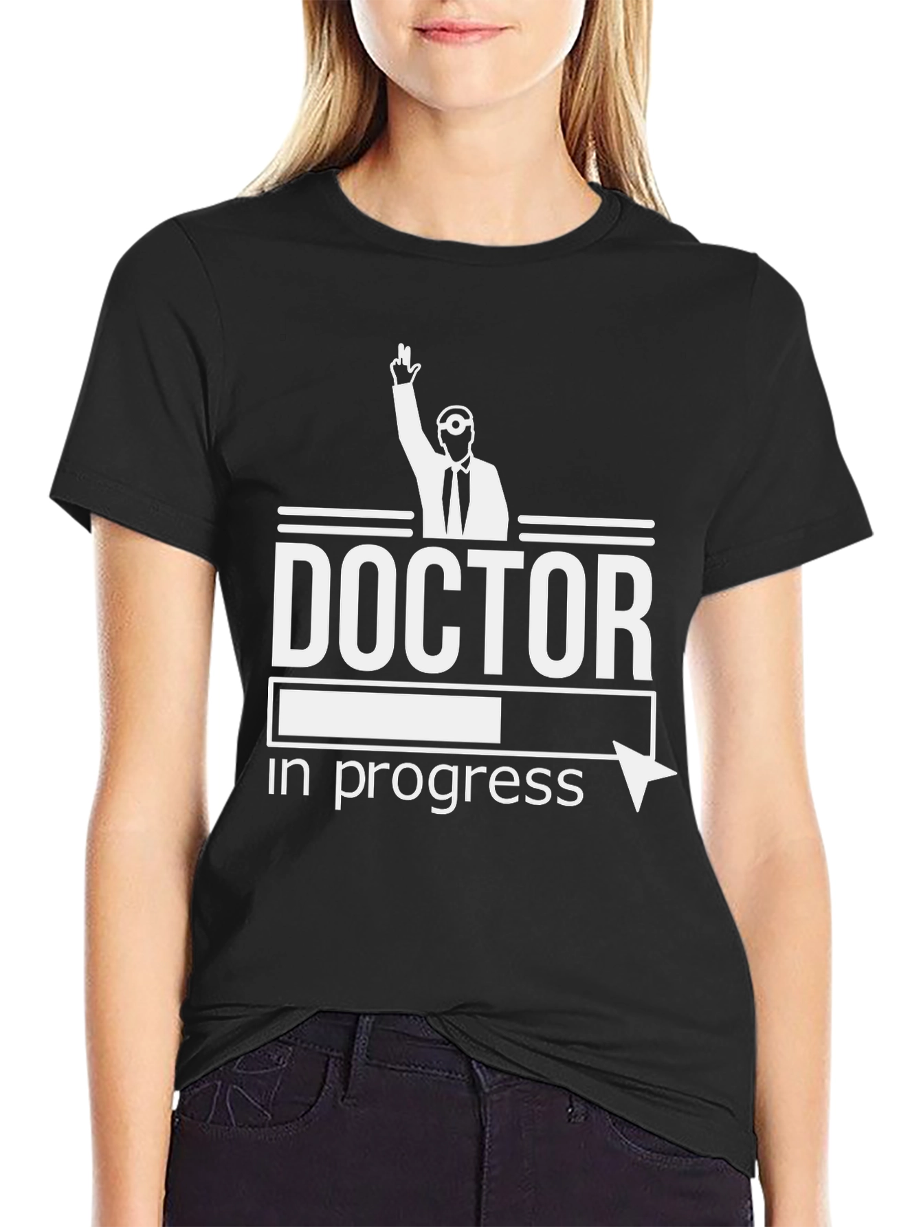 Camiseta Negra Doctor en Progreso Divertida