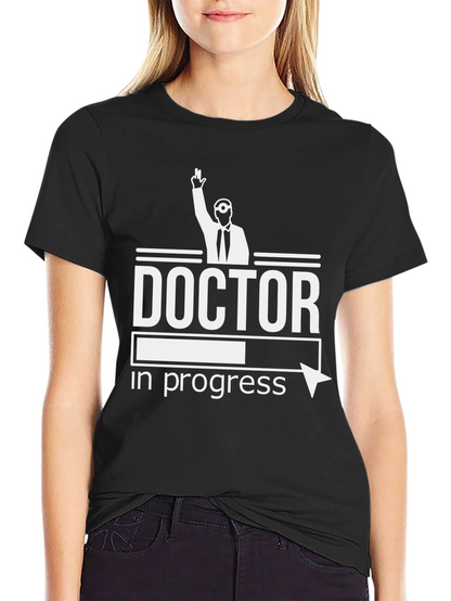 Camiseta Negra Doctor en Progreso Divertida