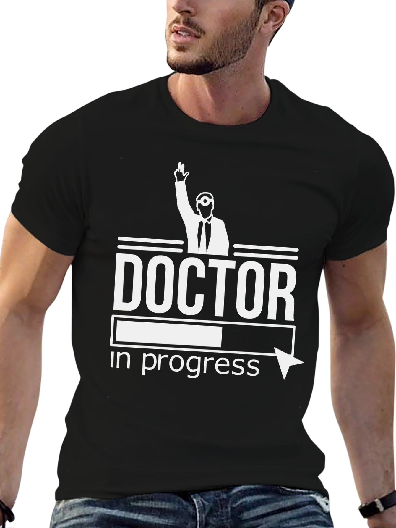 Camiseta Negra Doctor en Progreso Divertida