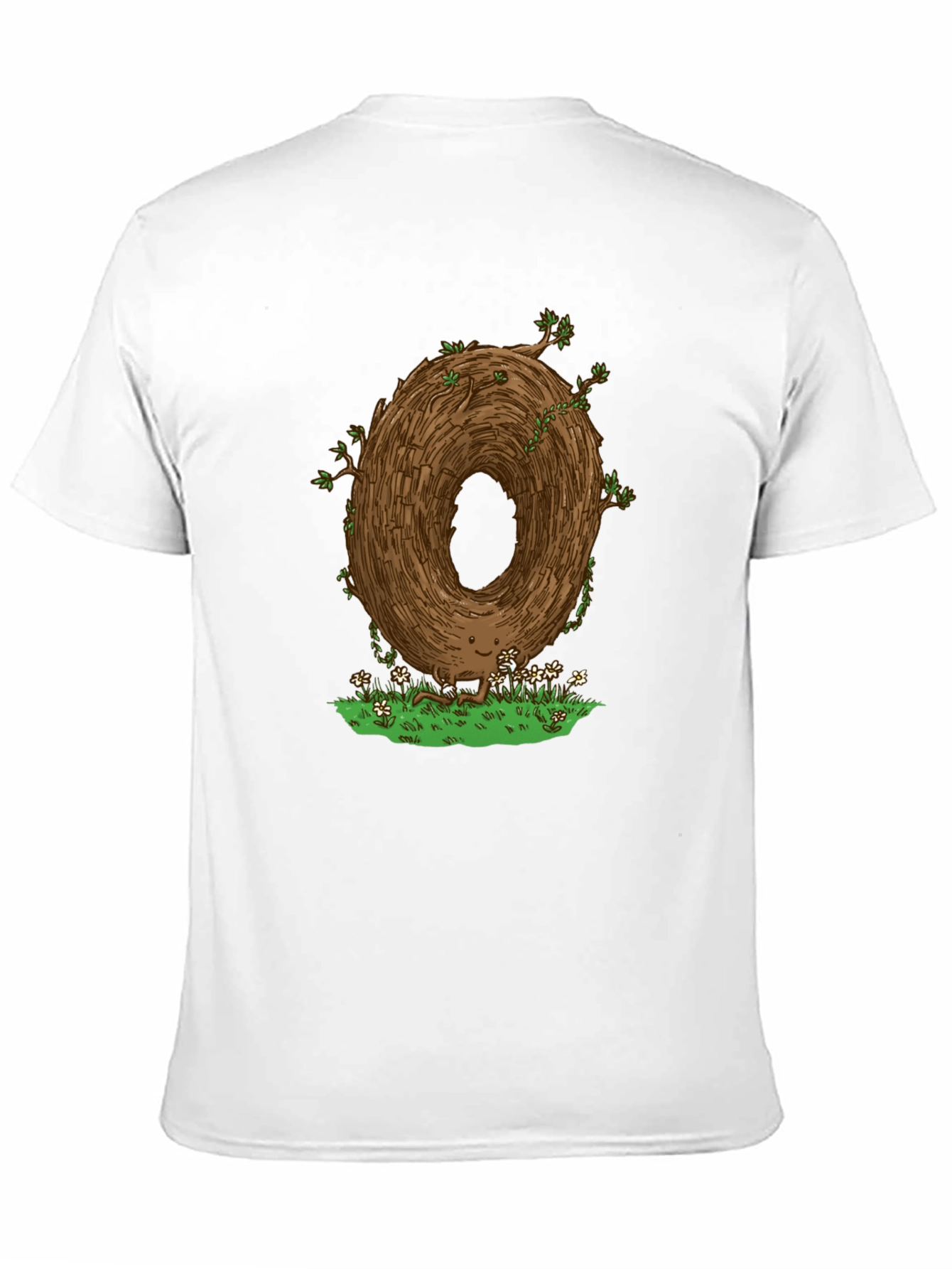 Camiseta Negra con Diseño Original de Árbol Sonriente