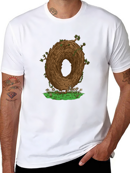 Camiseta Negra con Diseño Original de Árbol Sonriente