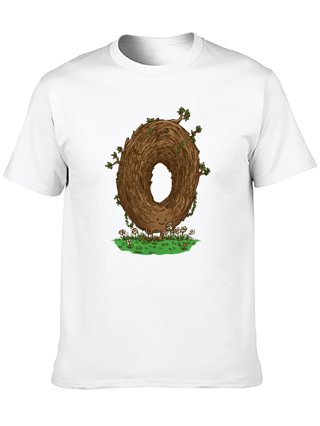 Camiseta Negra con Diseño Original de Árbol Sonriente