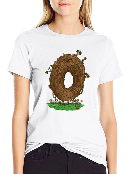 Camiseta Negra con Diseño Original de Árbol Sonriente