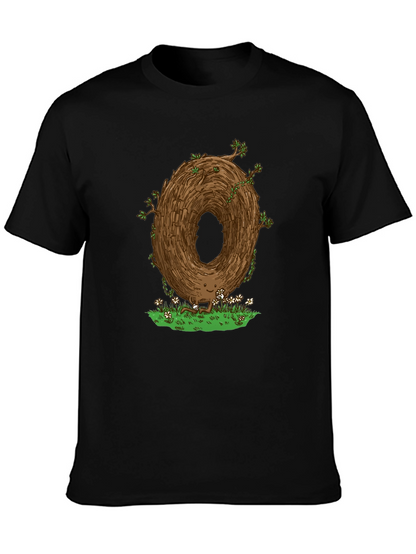 Camiseta Negra con Diseño Original de Árbol Sonriente