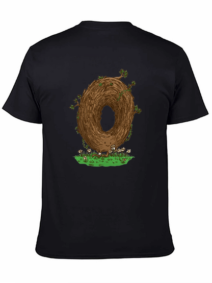 Camiseta Negra con Diseño Original de Árbol Sonriente