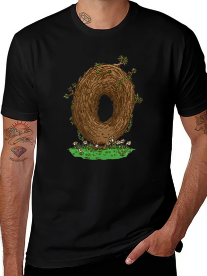 Camiseta Negra con Diseño Original de Árbol Sonriente