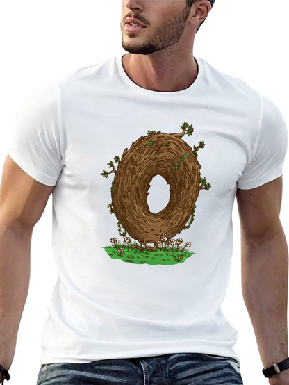 Camiseta Negra con Diseño Original de Árbol Sonriente