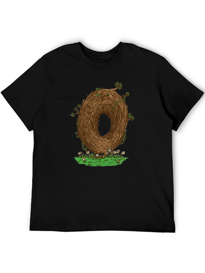 Camiseta Negra con Diseño Original de Árbol Sonriente