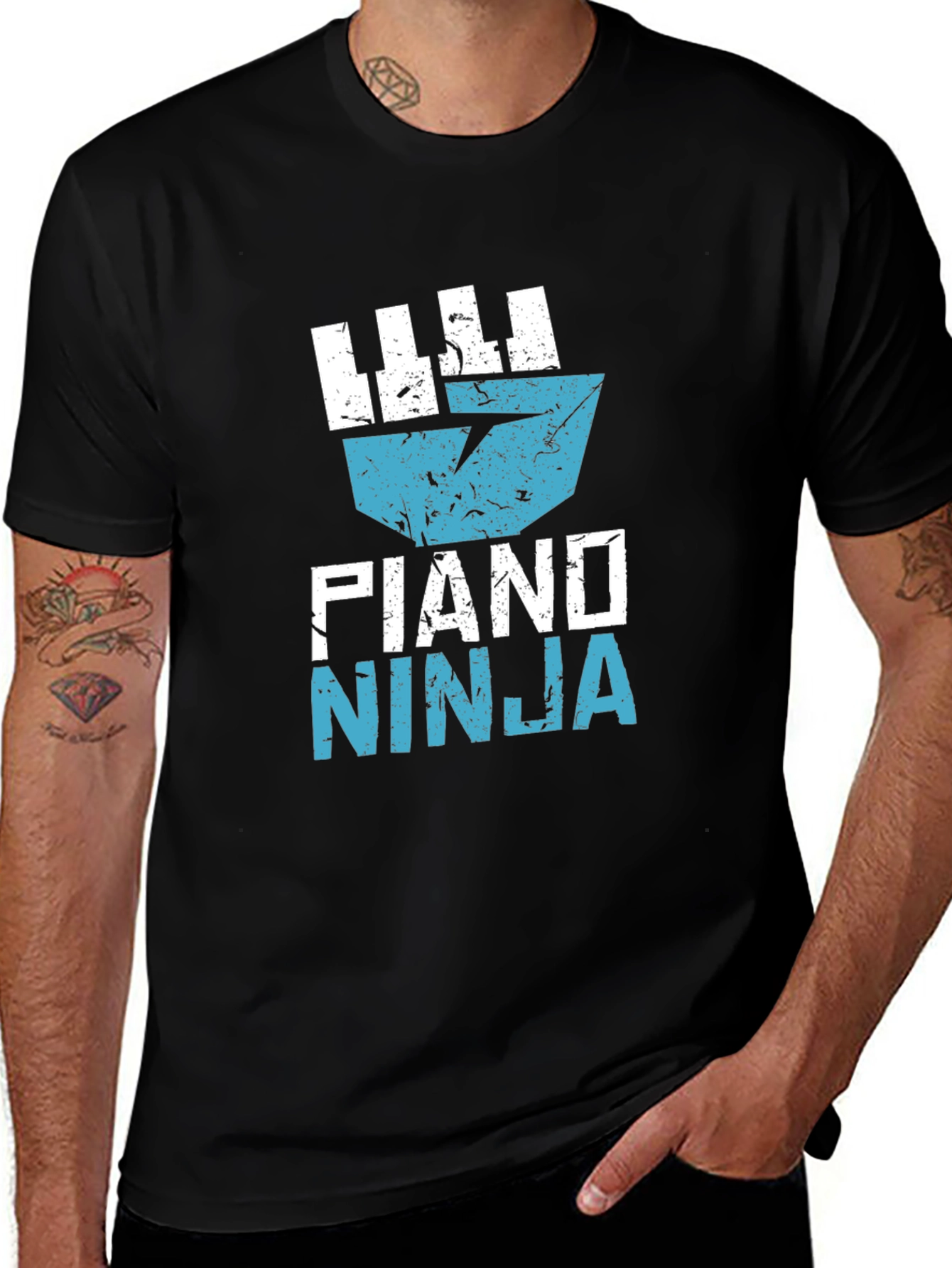 Camiseta Negra Piano Ninja para Hombre