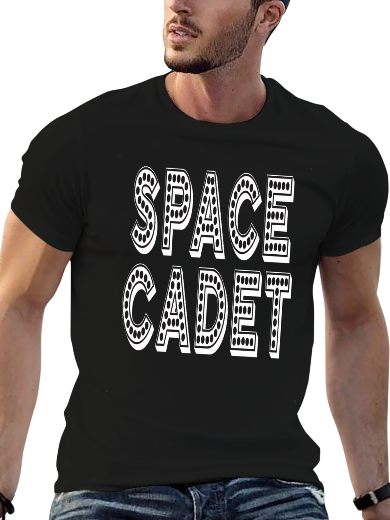 Camiseta Negra Space Cadet Diseño Retro