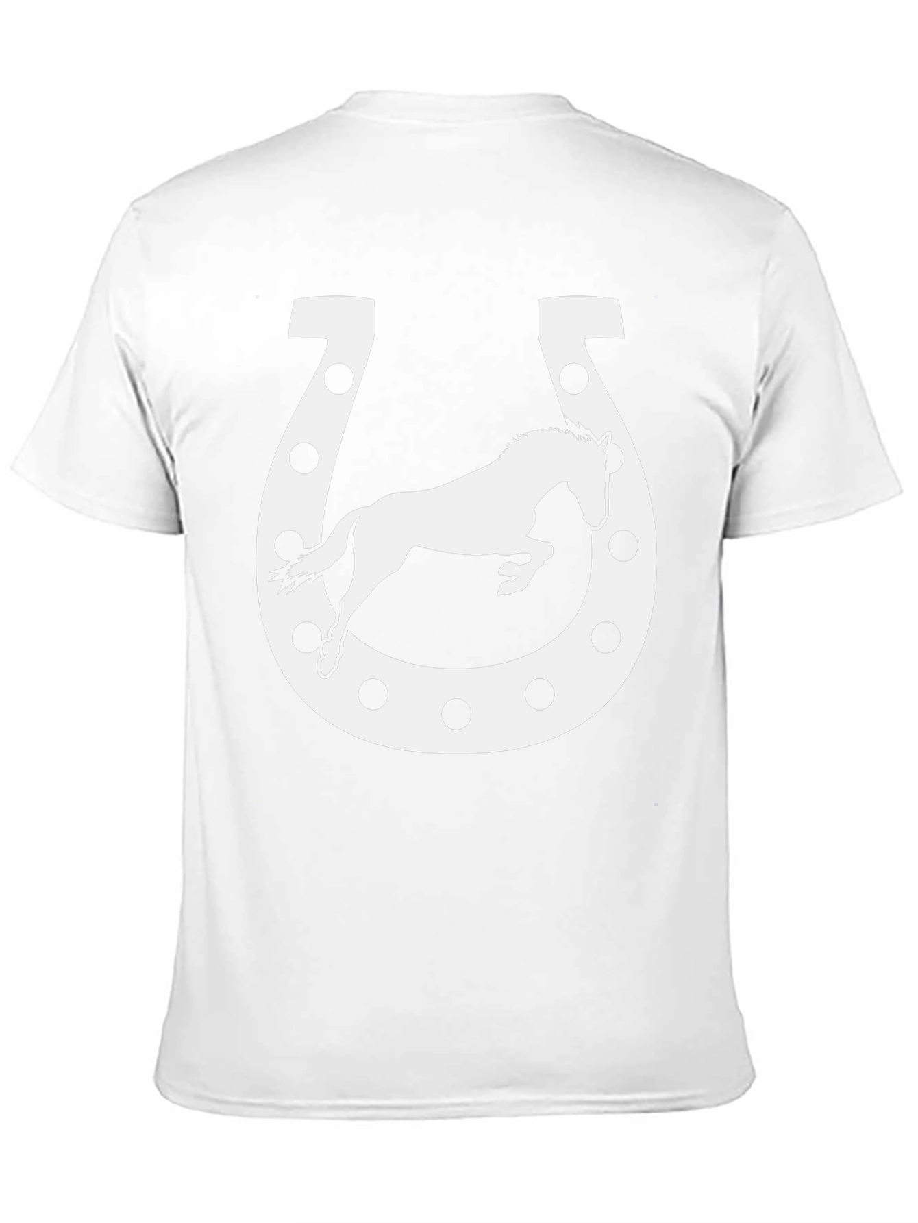 Camiseta Negra con Diseño de Herradura y Caballo Blanco