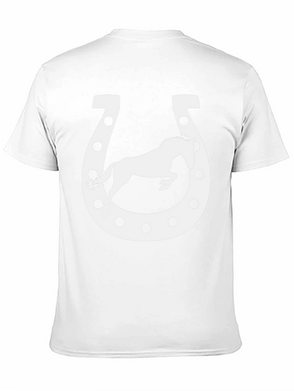Camiseta Negra con Diseño de Herradura y Caballo Blanco