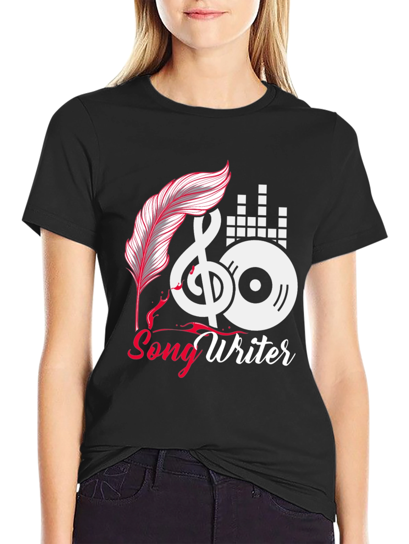 Camiseta Negra Songwriter para Amantes de la Música
