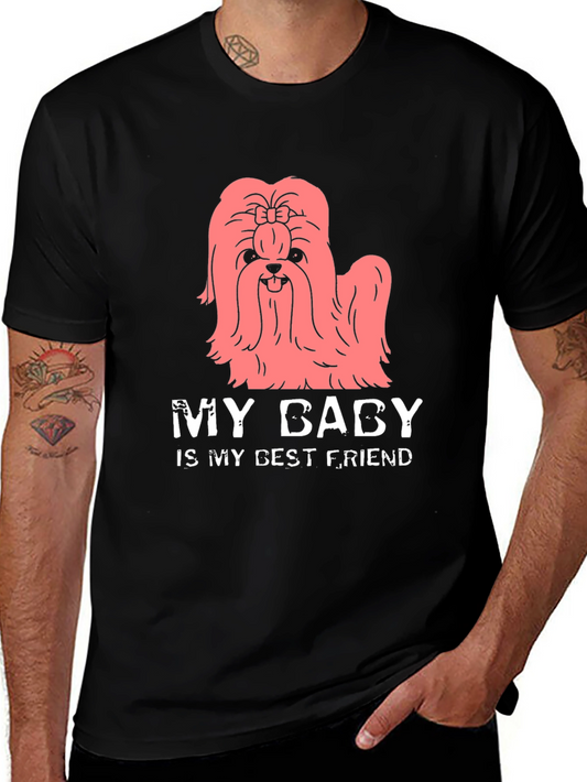 Camiseta Negra Mi Bebé es Mi Mejor Amigo con Diseño de Perro