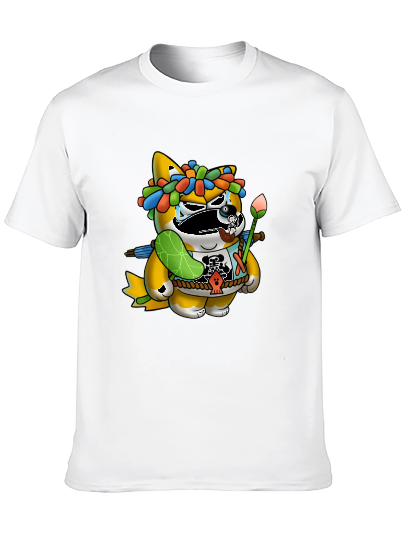 Camiseta Negra con Diseño de Tanuki