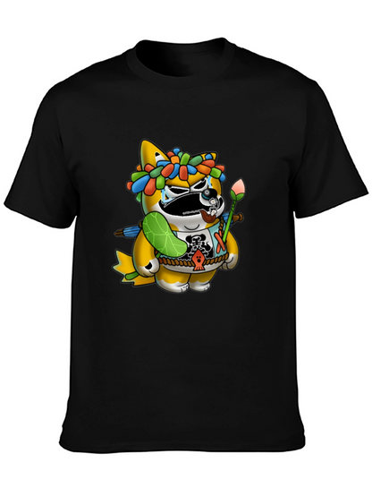 Camiseta Negra con Diseño de Tanuki