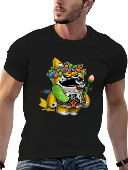 Camiseta Negra con Diseño de Tanuki