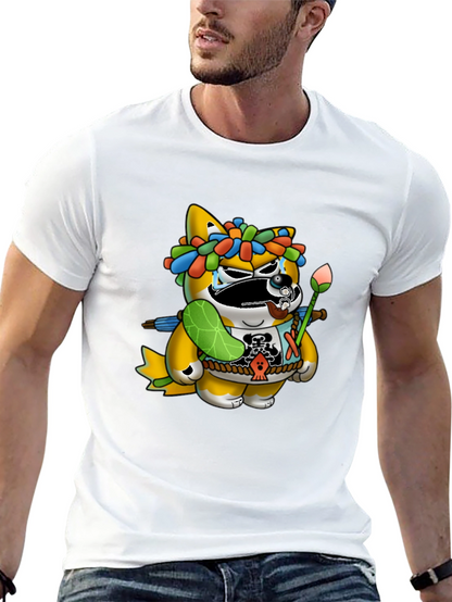 Camiseta Negra con Diseño de Tanuki