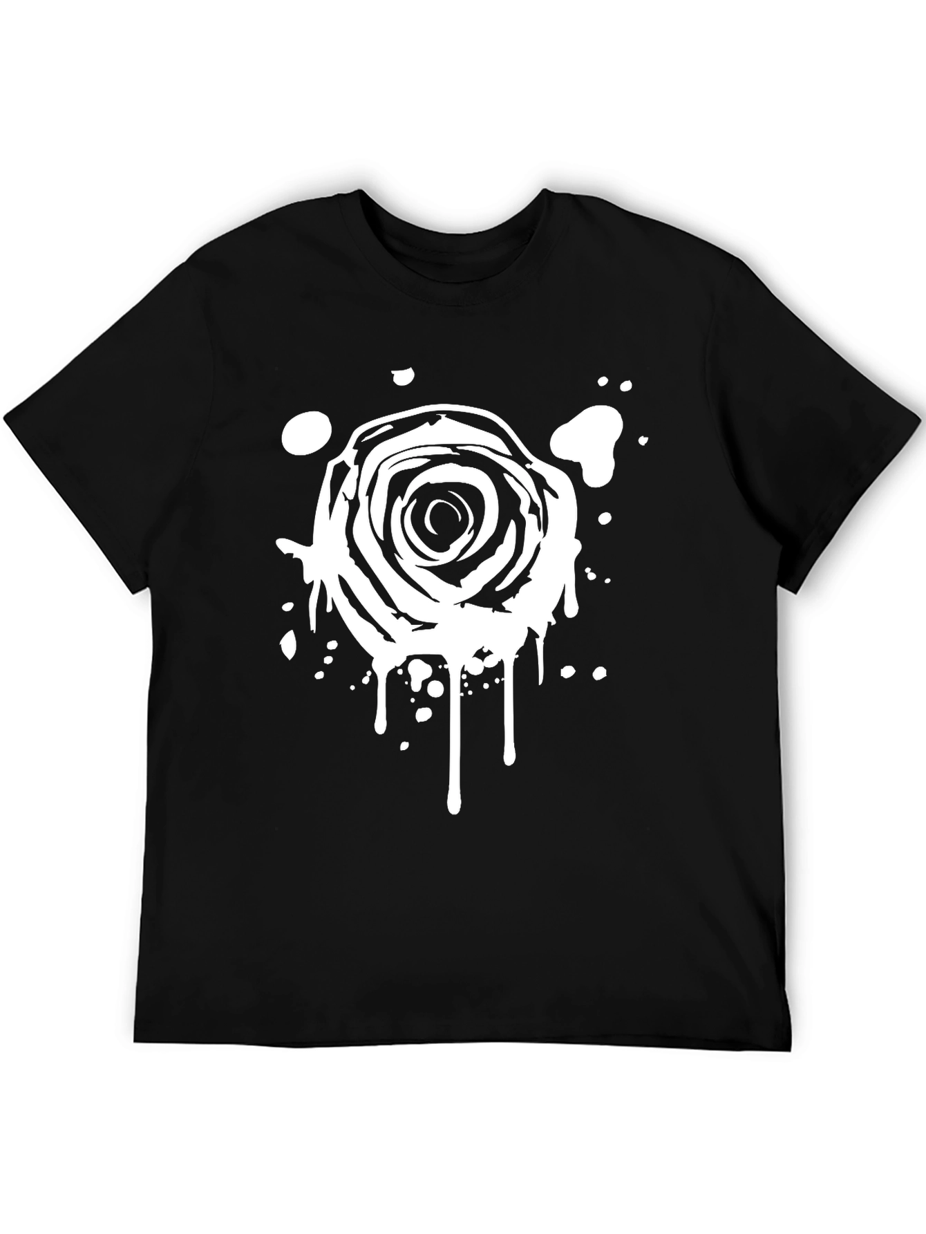 Camiseta Negra con Diseño de Rosa Abstracta