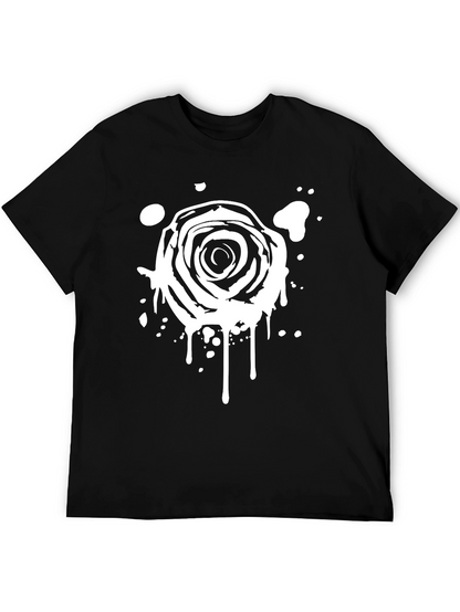 Camiseta Negra con Diseño de Rosa Abstracta
