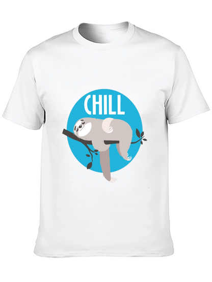 Camiseta Negra Chill con Diseño de Perezoso Relajado