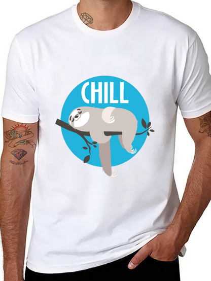 Camiseta Negra Chill con Diseño de Perezoso Relajado