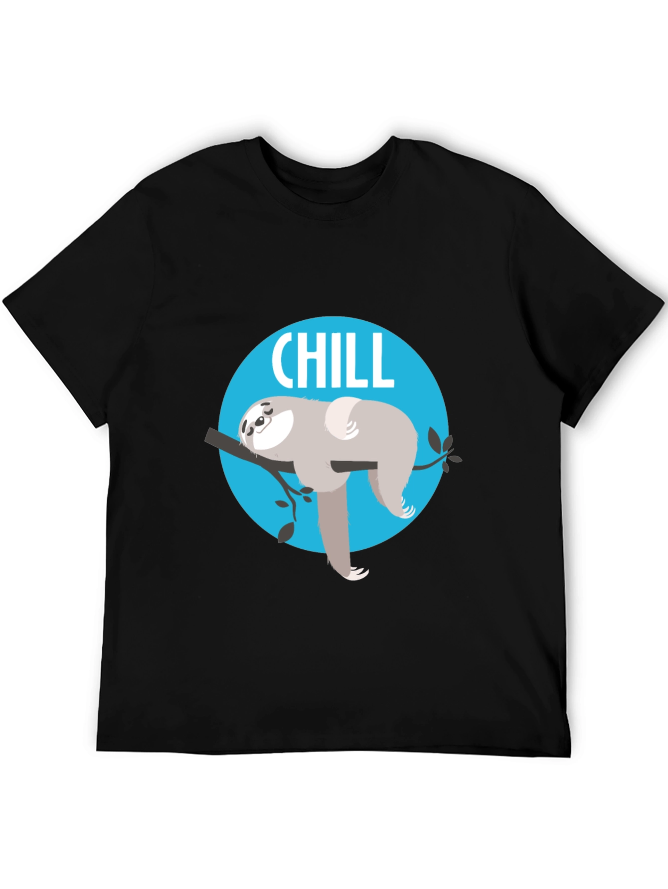 Camiseta Negra Chill con Diseño de Perezoso Relajado