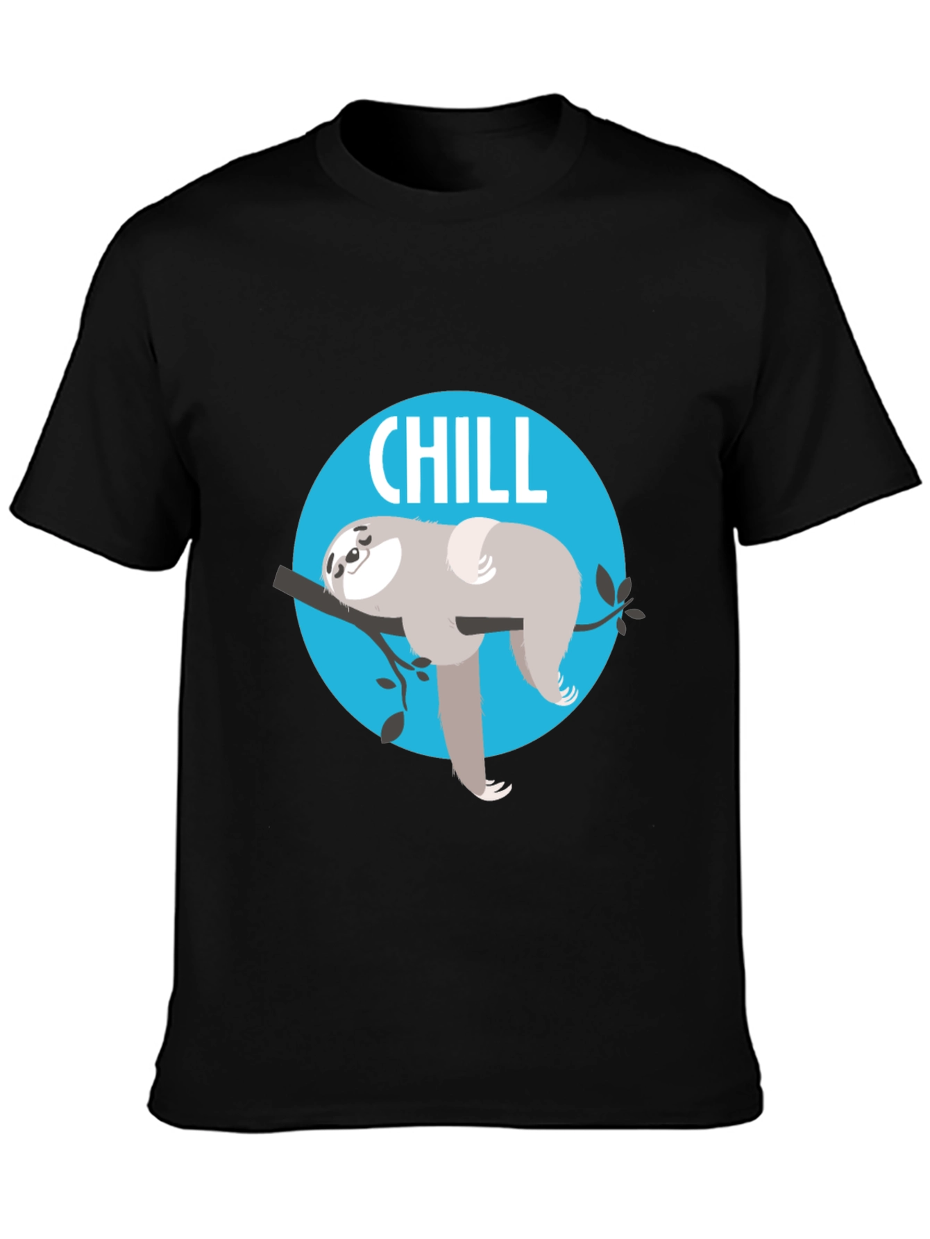 Camiseta Negra Chill con Diseño de Perezoso Relajado