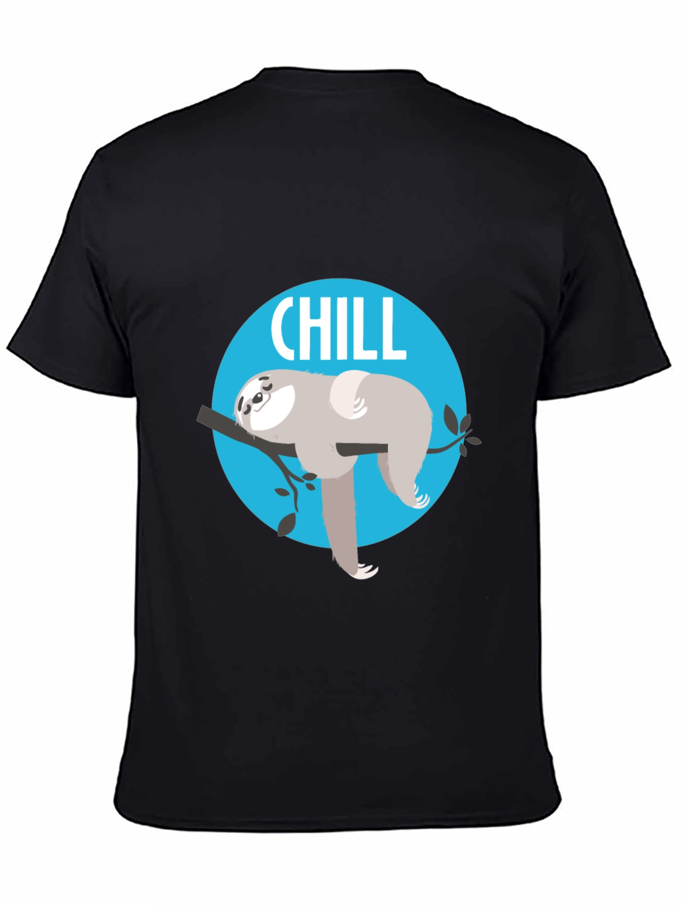 Camiseta Negra Chill con Diseño de Perezoso Relajado