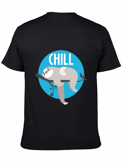 Camiseta Negra Chill con Diseño de Perezoso Relajado